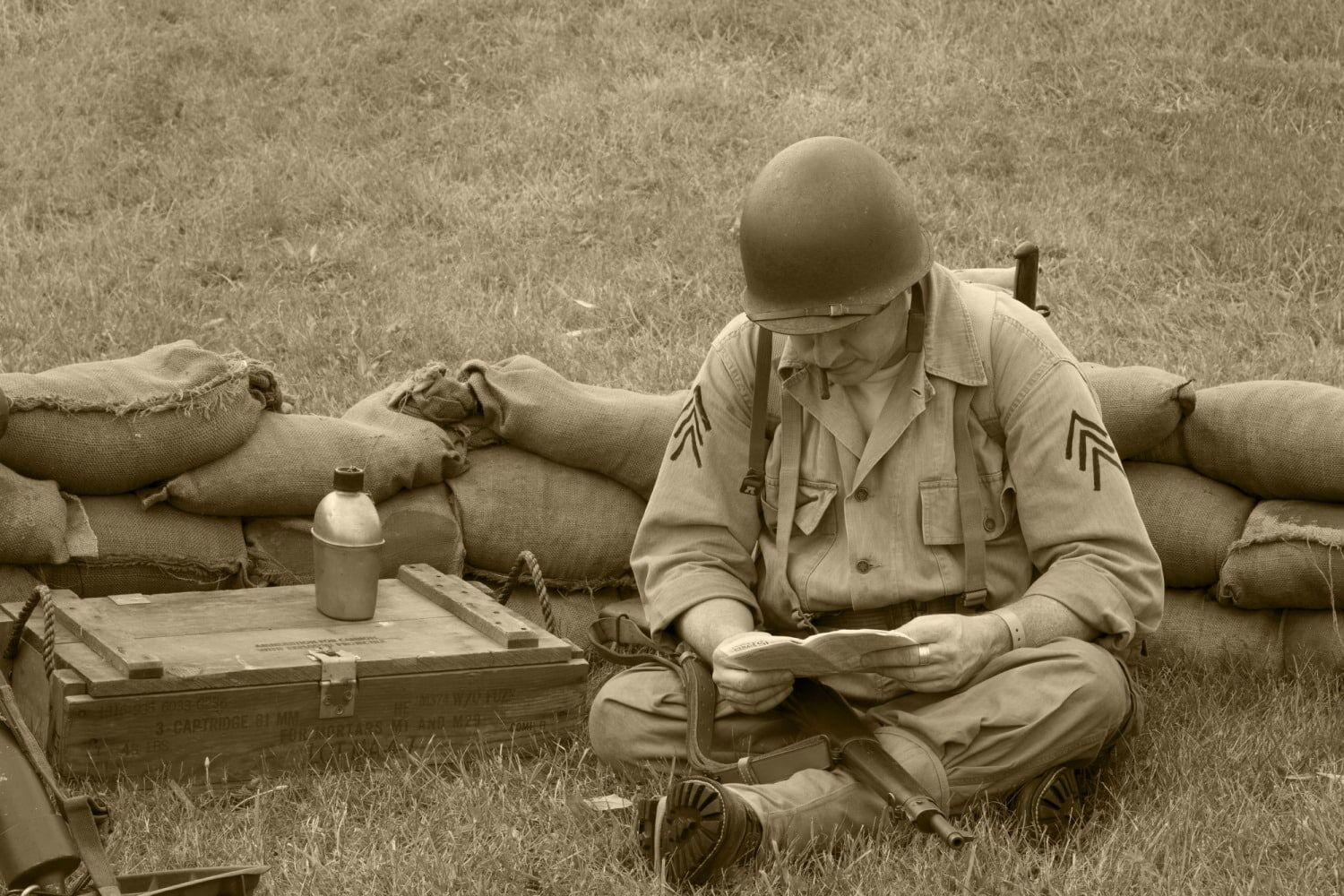 American GI in a trench