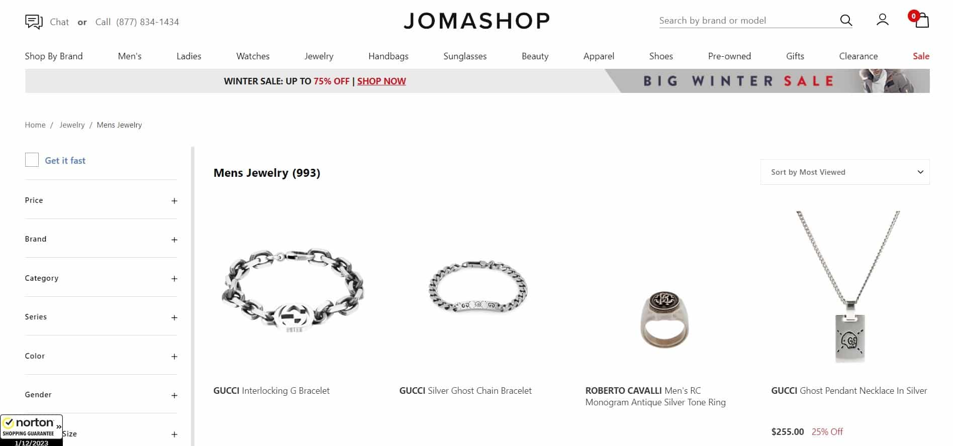 jomashop mens jewelry