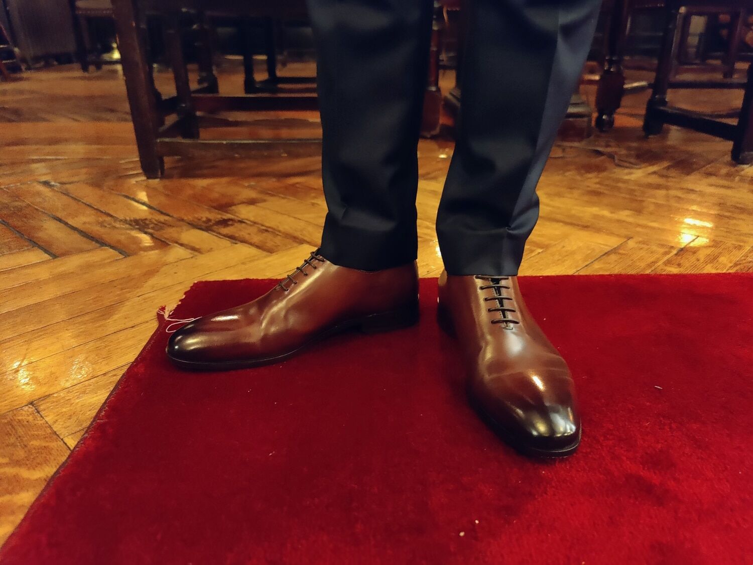 Ace Marks Carlo Oxfords with tuxedo close up