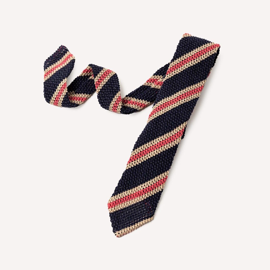 Gitman Bros Silk Knit Regimental Stripe Tie Pink